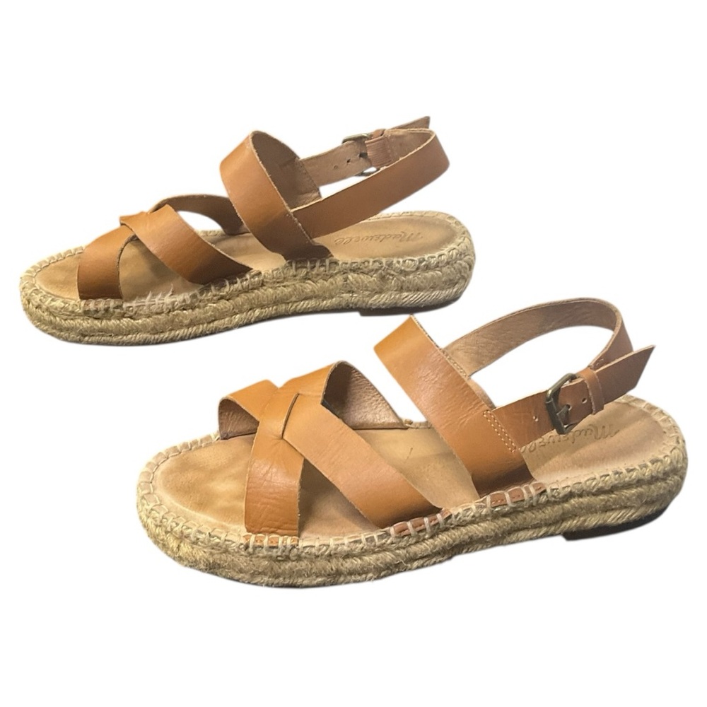 ☀️ Madewell Leather Espadrille Sandals | Tan Brown | Women’s Size 9
